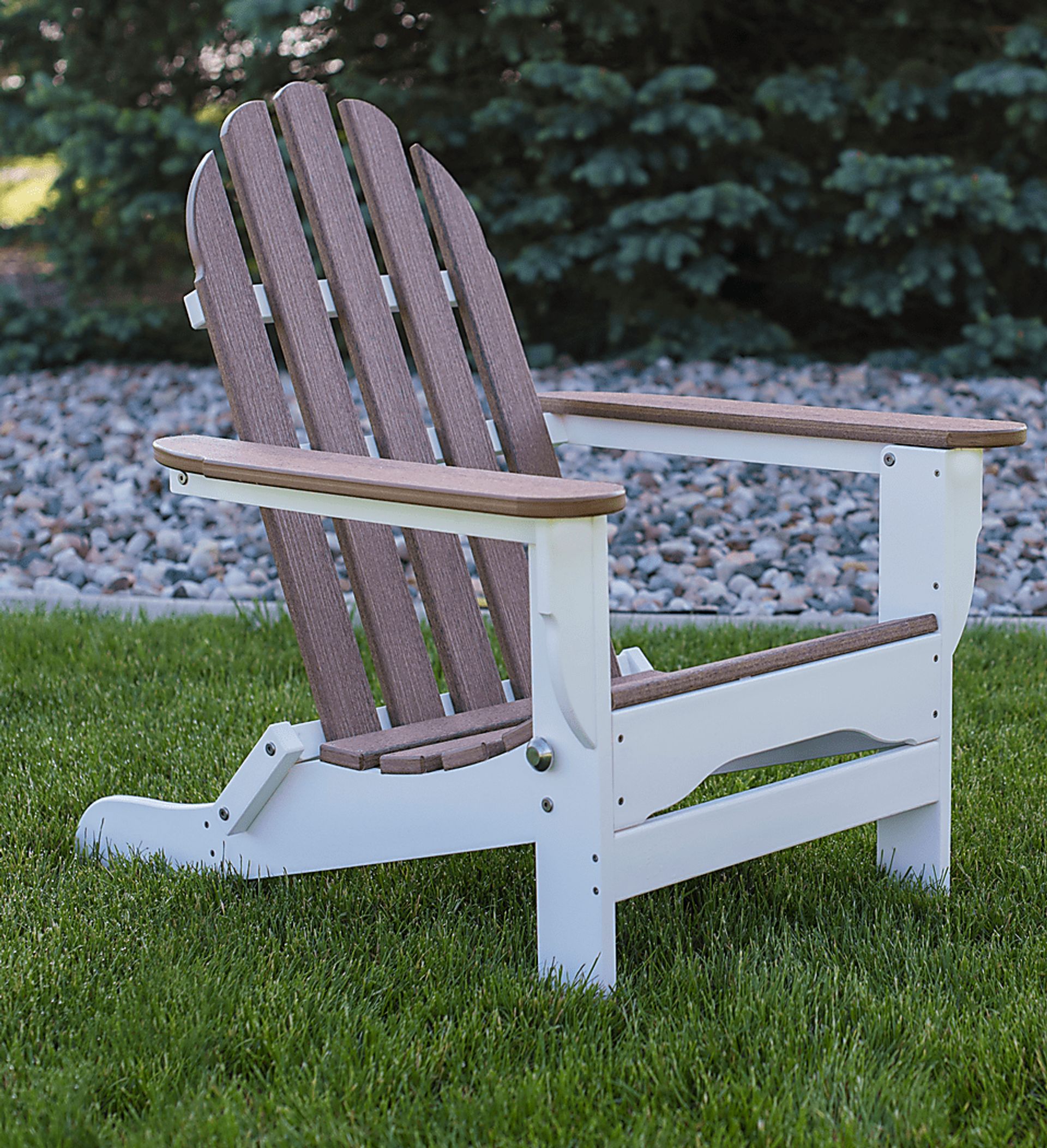 Greenport Natural White and Mocha Outdoor Adirondack Chair - Image 5