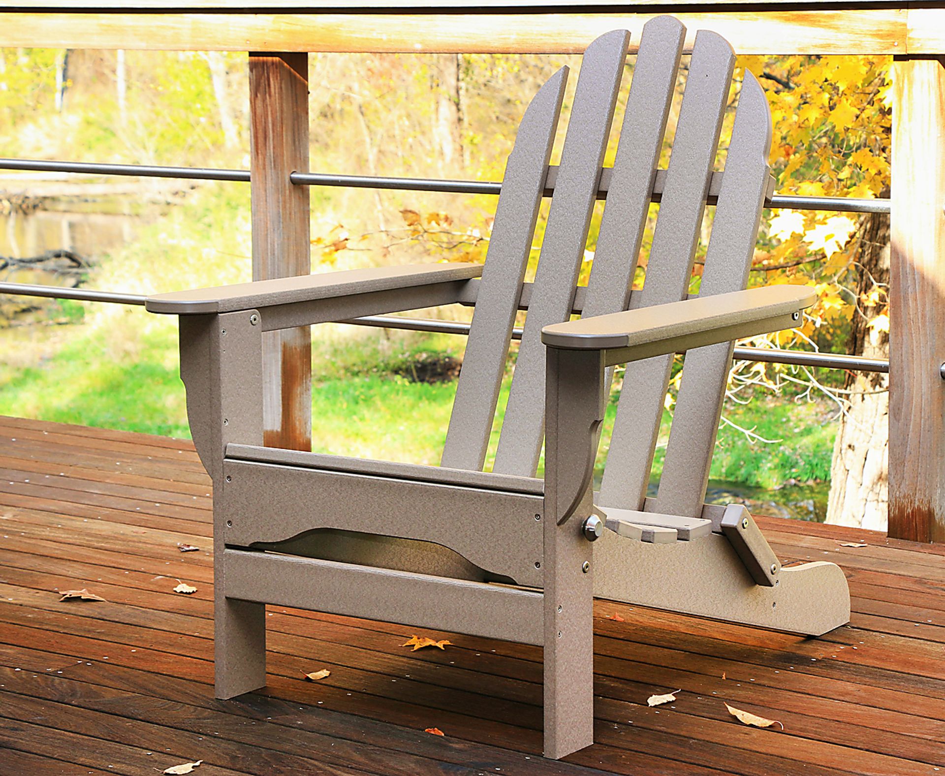 Greenport Traditional Tan Outdoor Adirondack Chair - Image 9