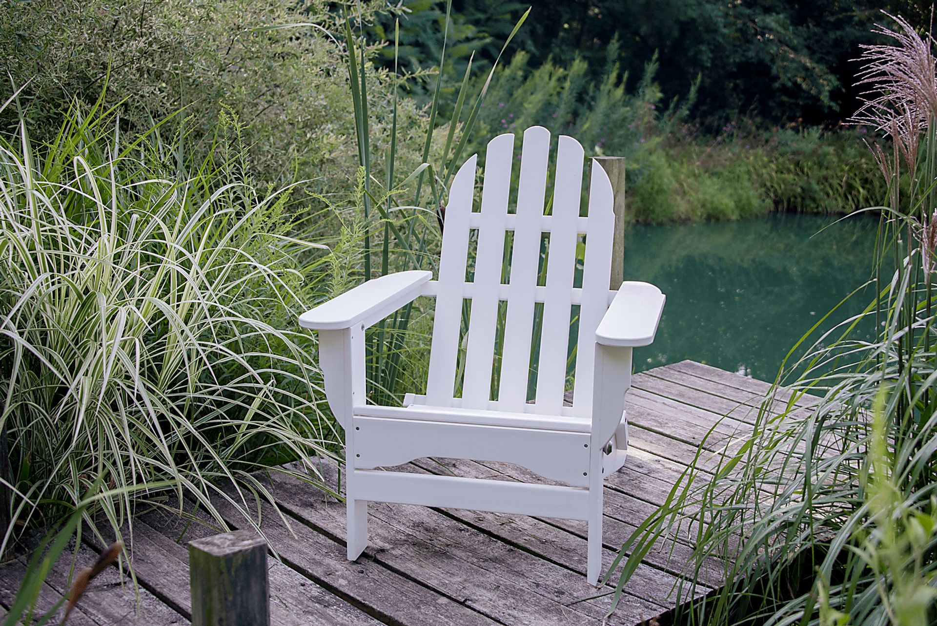 Greenport Traditional White Outdoor Adirondack Chair - Image 2