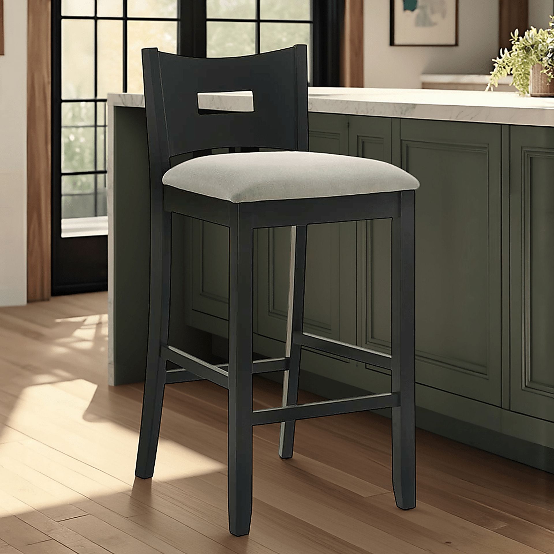 Greensys I Black and Beige Counter Height Stool - Image 2