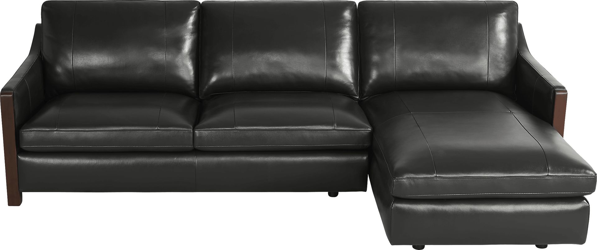 Greenwich Loft Black Leather 3 Pc Sectional Living Room - Image 3
