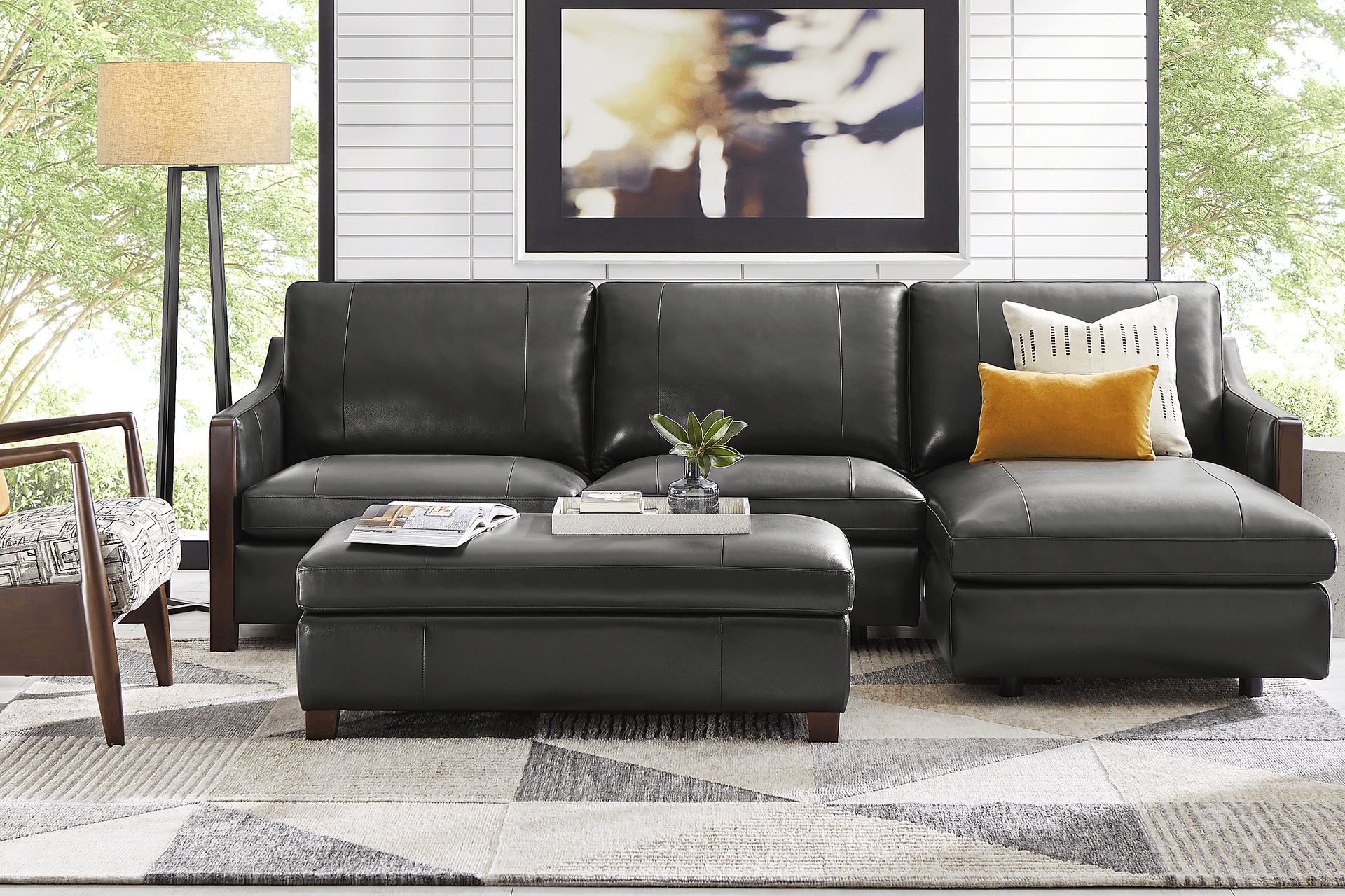 Greenwich Loft Black Leather 2 Pc Sectional - Image 2