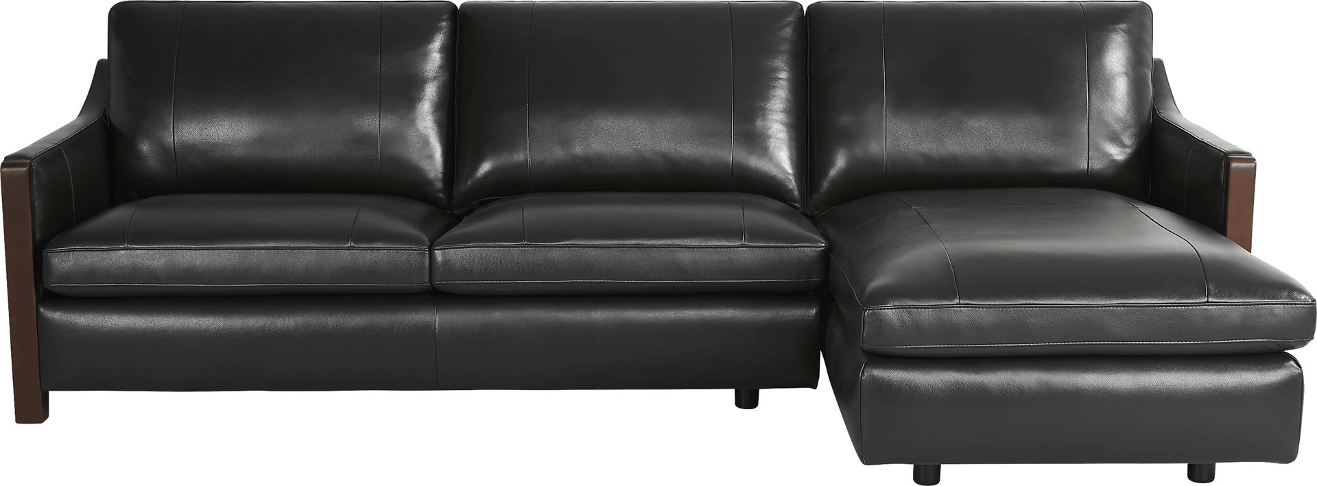 Greenwich Loft Black Leather 3 Pc Sectional Living Room - Image 2