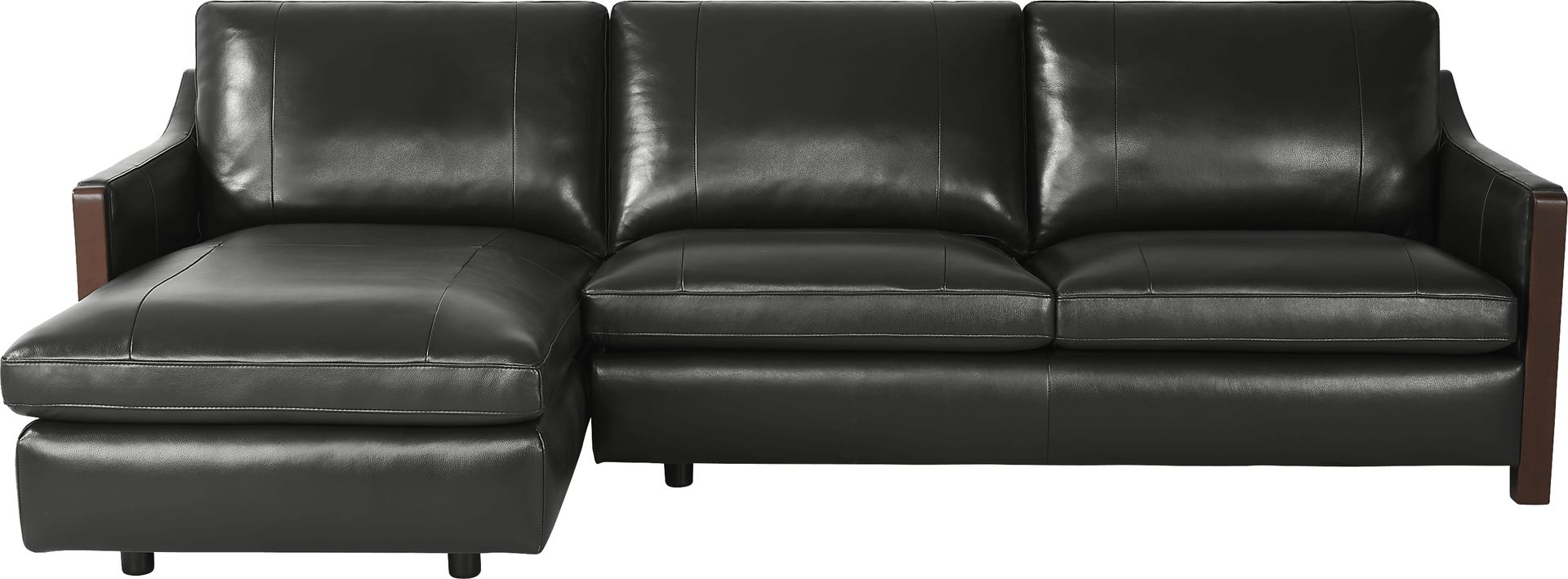 Greenwich Loft Black Leather 3 Pc Sectional Living Room - Image 3
