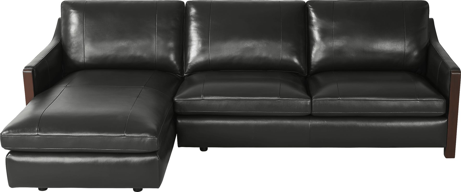Greenwich Loft Black Leather 3 Pc Sectional Living Room - Image 2
