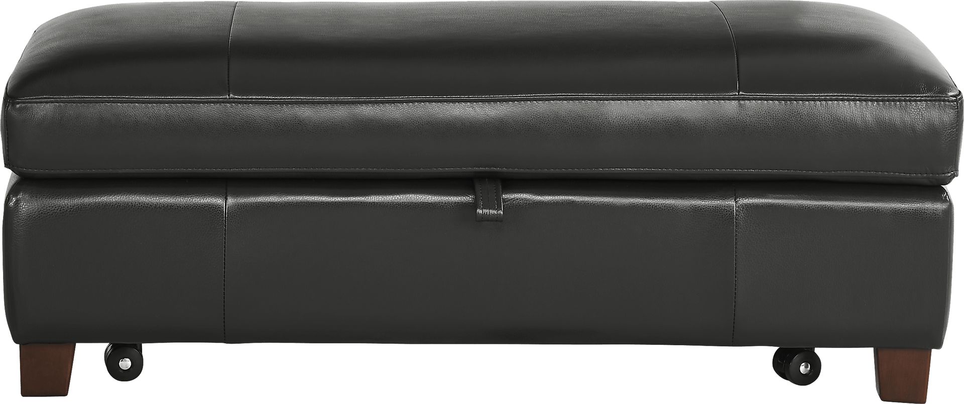 Greenwich Loft Black Leather Storage Ottoman - Image 2