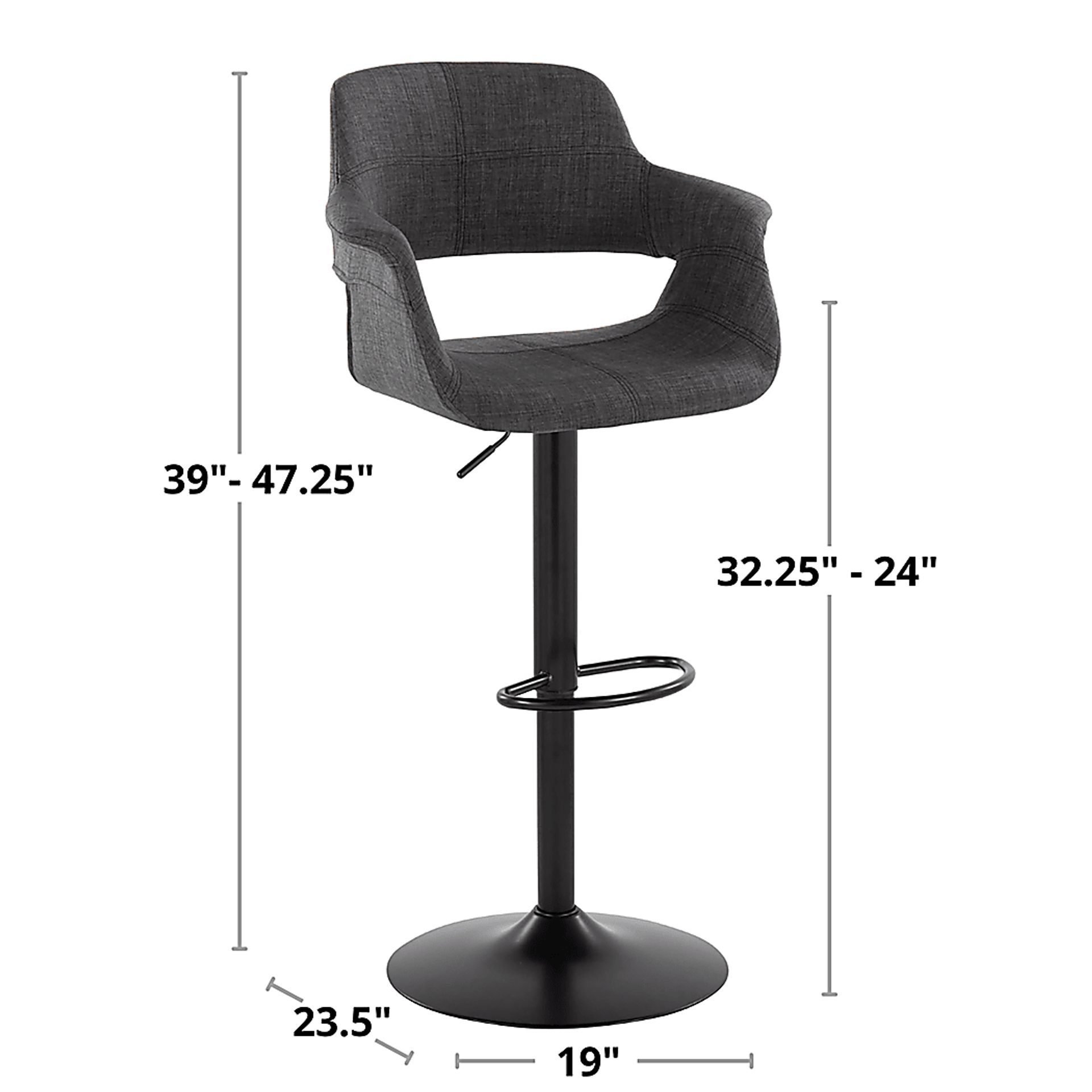 Greinwich I Charcoal Adjustable Barstool, Set of 2 - Image 8