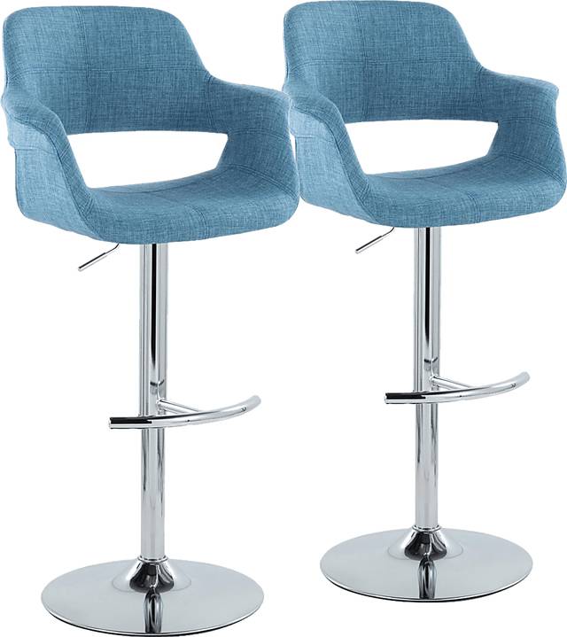 Greinwich II Blue Adjustable Barstool, Set of 2 - Thumbnail - Image 1