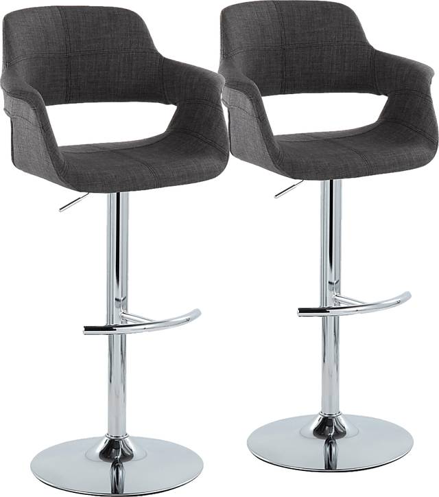Greinwich II Charcoal Adjustable Barstool, Set of 2 - Thumbnail - Image 1