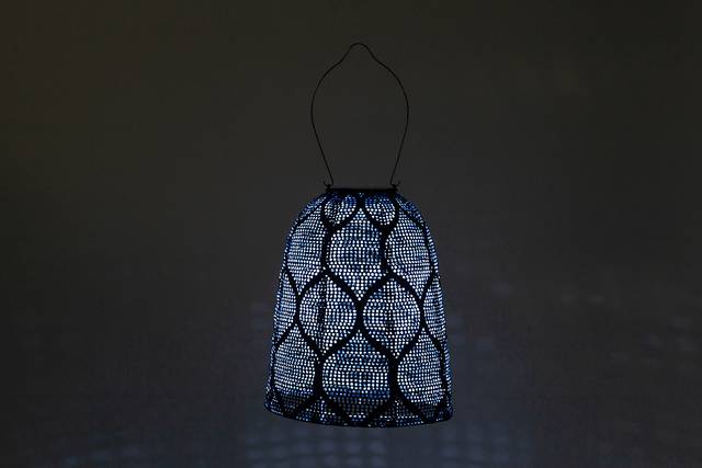 Grello Peak Outdoor Blue Solar Lantern - Thumbnail - Image 3
