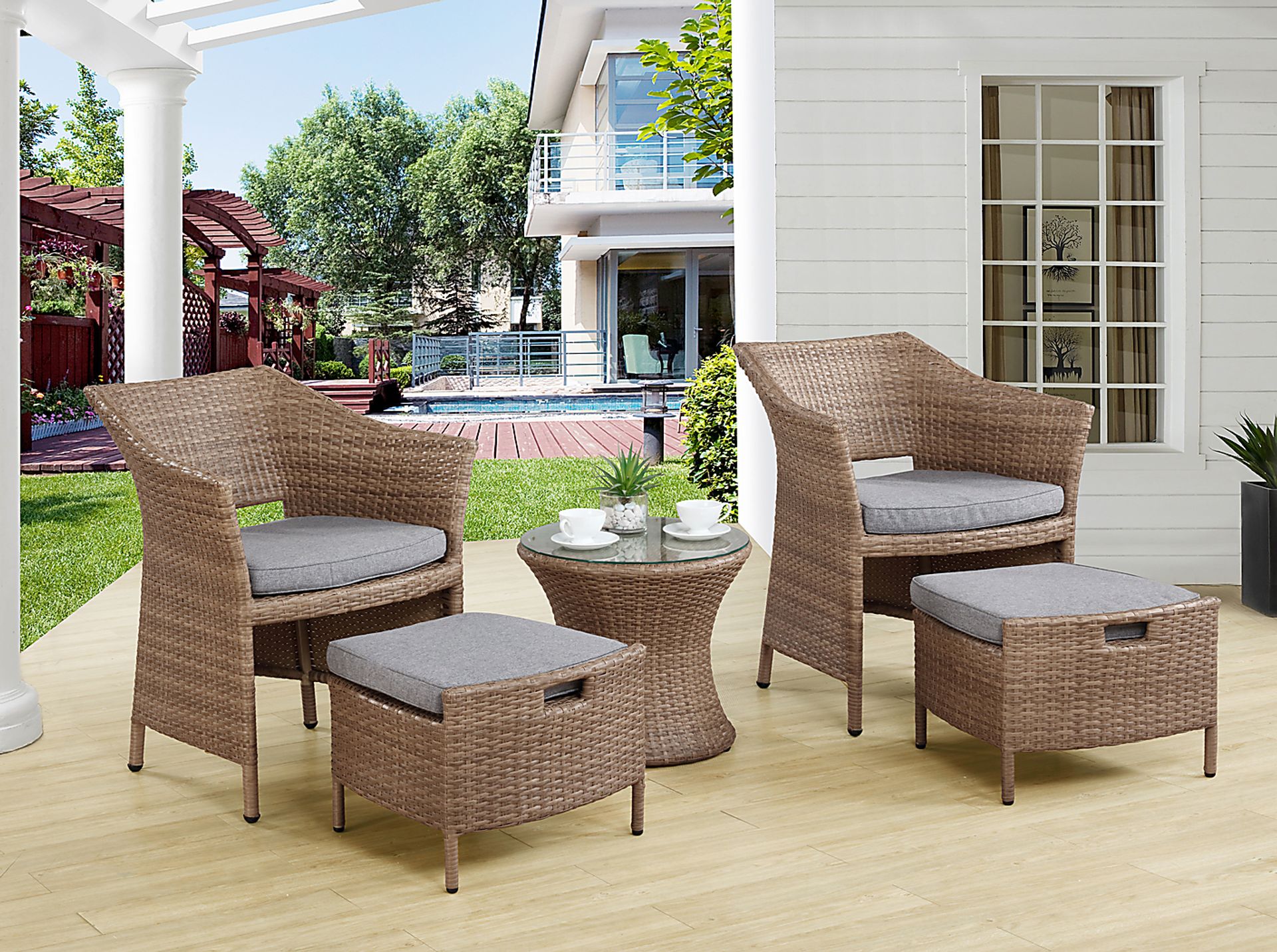 Gressom Brown 5 Pc Outdoor Seating Set - Image 14