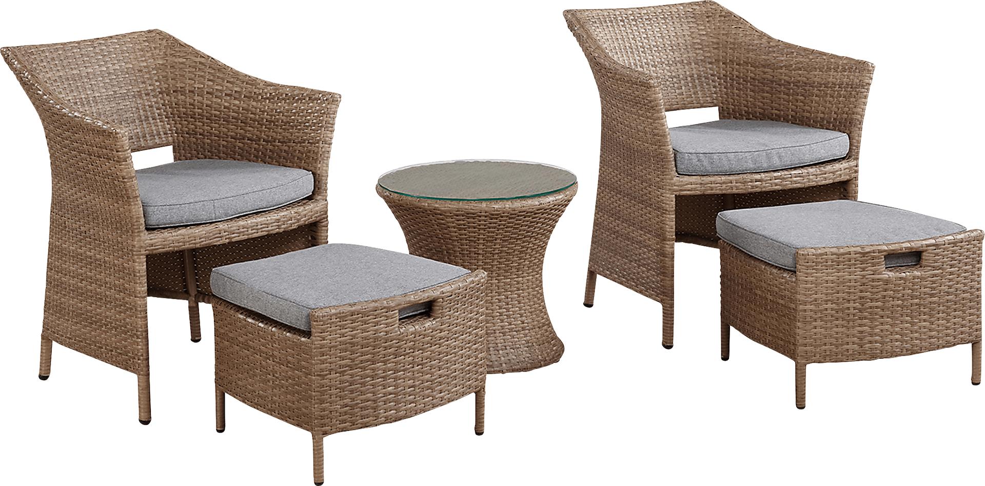 Gressom Brown 5 Pc Outdoor Seating Set