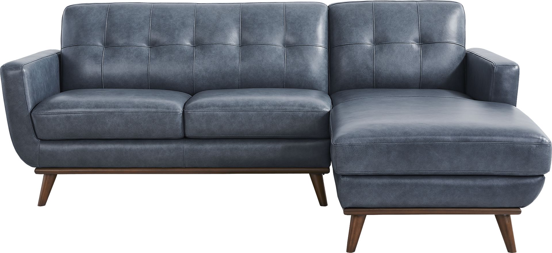 Greyson Blue Leather 2 Pc Sectional - Image 1