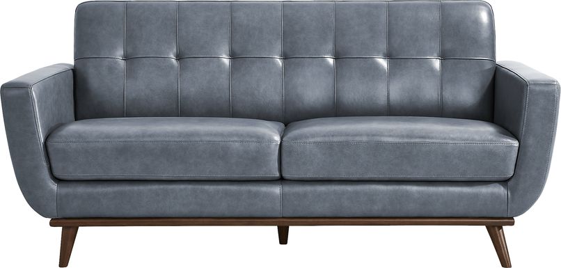 Greyson Blue Leather Loveseat