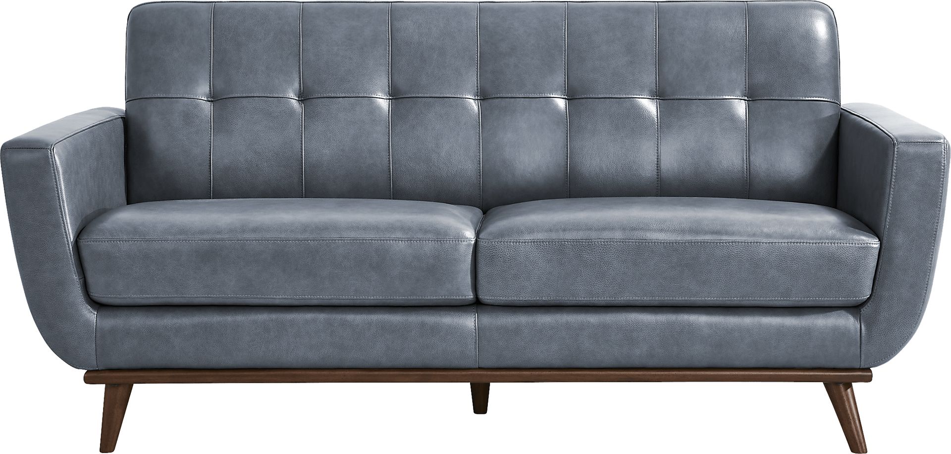 Greyson Blue Leather Loveseat - Image 1