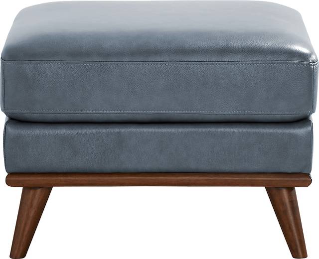 Greyson Blue Leather Ottoman - Thumbnail - Image 2