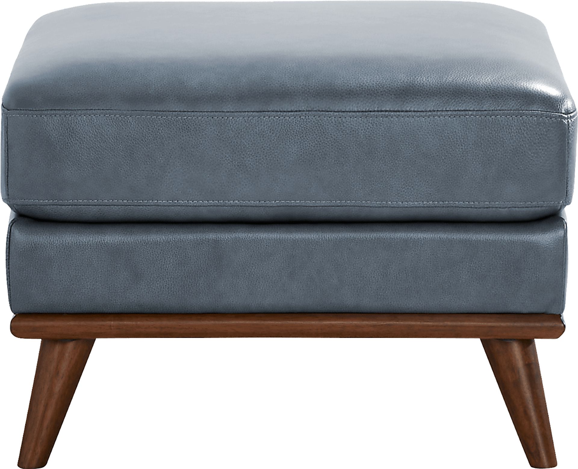 Greyson Blue Leather Ottoman - Image 2