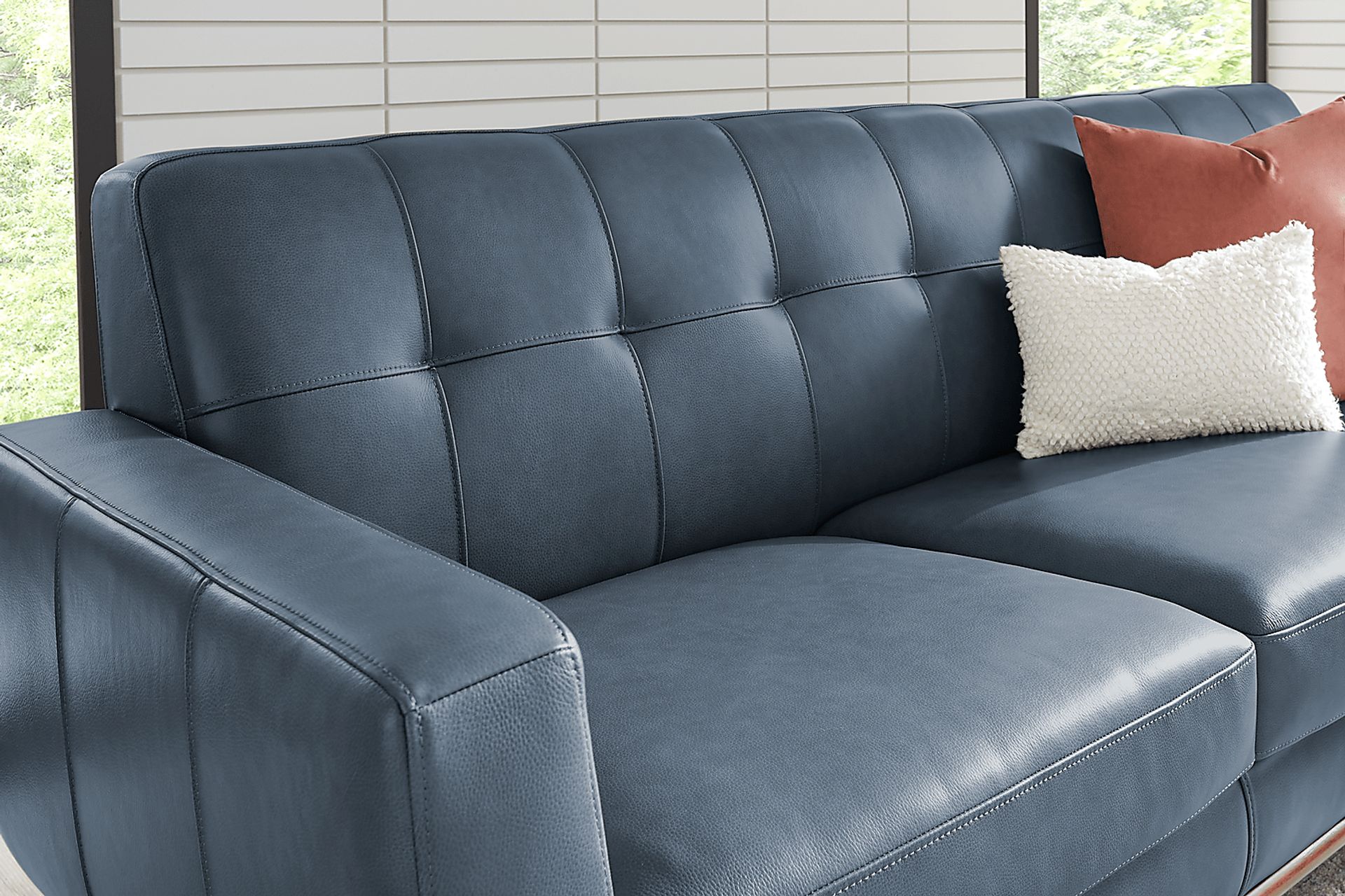 Greyson Blue Leather 2 Pc Living Room - Image 4