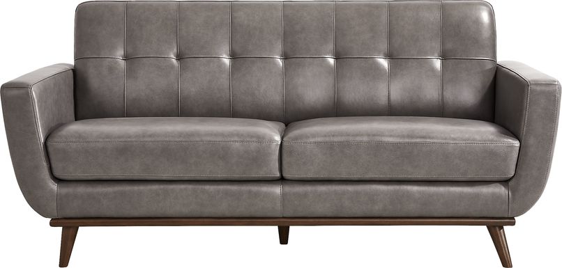 Greyson Gray Leather Loveseat