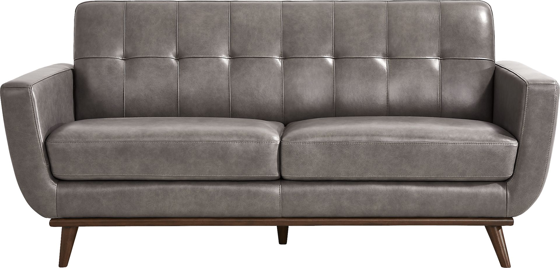 Greyson Gray Leather Loveseat - Image 1
