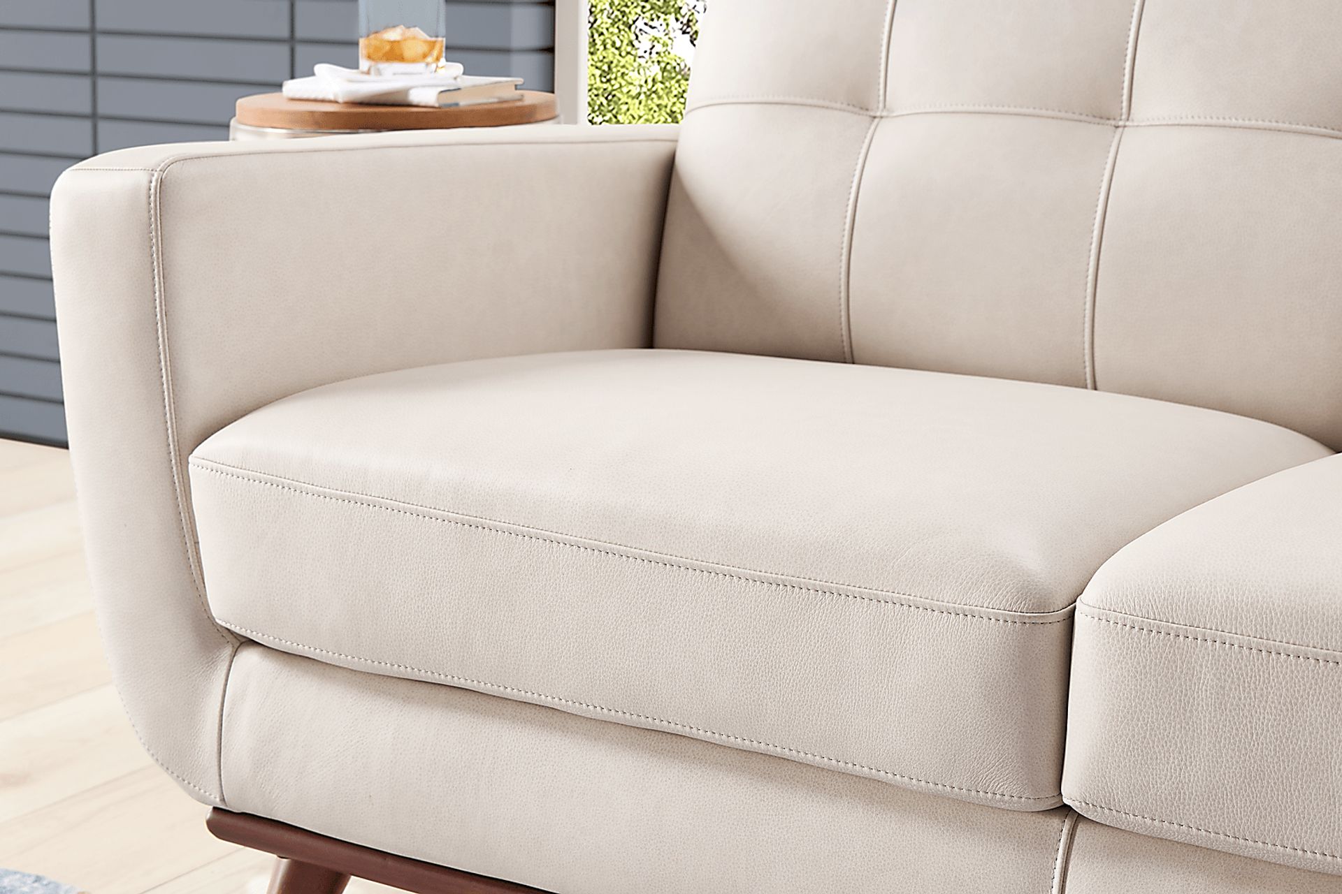 Greyson Ivory Leather 2 Pc Sectional - Image 3