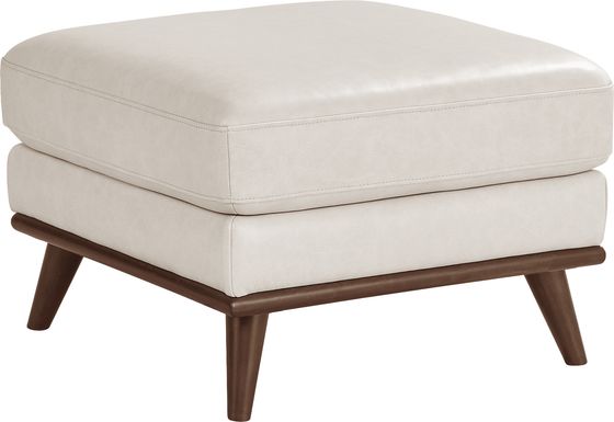 Greyson Ivory Leather Ottoman