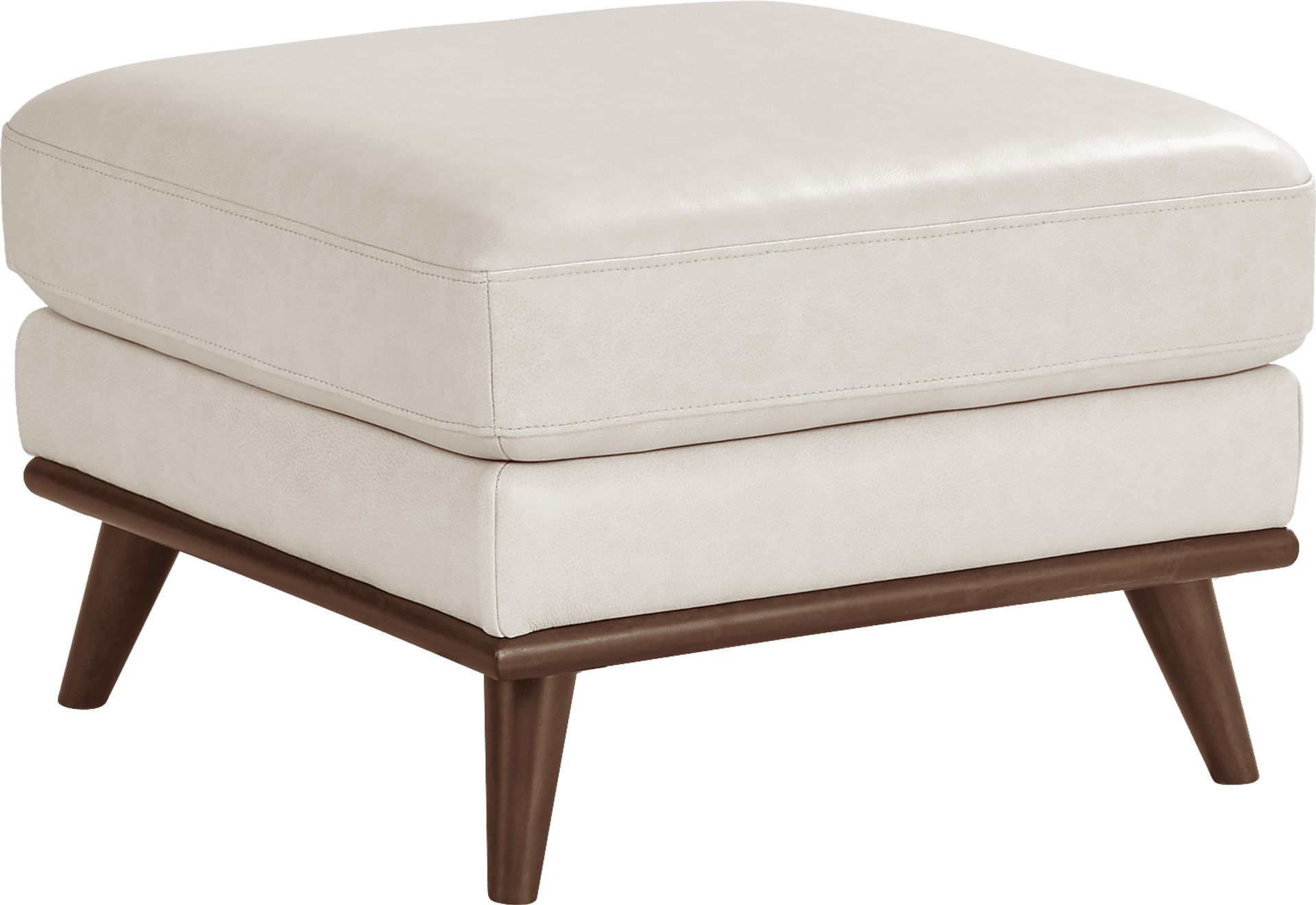 Greyson Ivory Leather Ottoman - Image 1