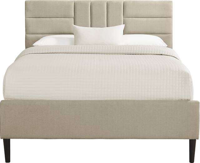 Greystone Heights Tan Queen Bed - Thumbnail - Image 1