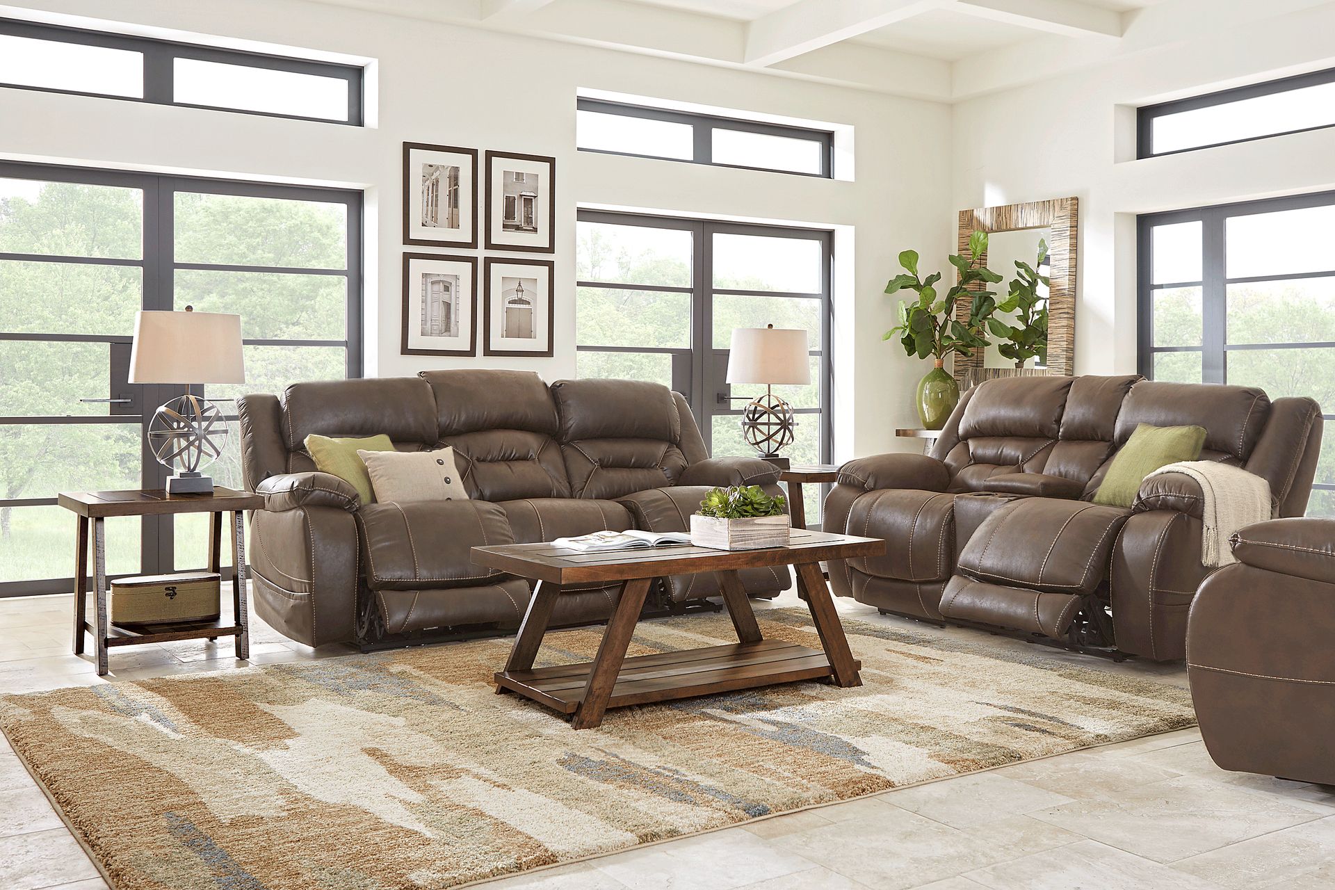Griffin Valley Walnut 2 Pc Triple Power Reclining Living Room - Image 1