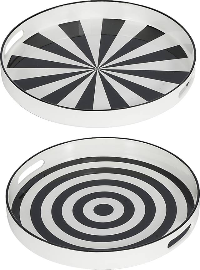 Grimtol Black/White Tray, Set of 2 - Thumbnail - Image 1