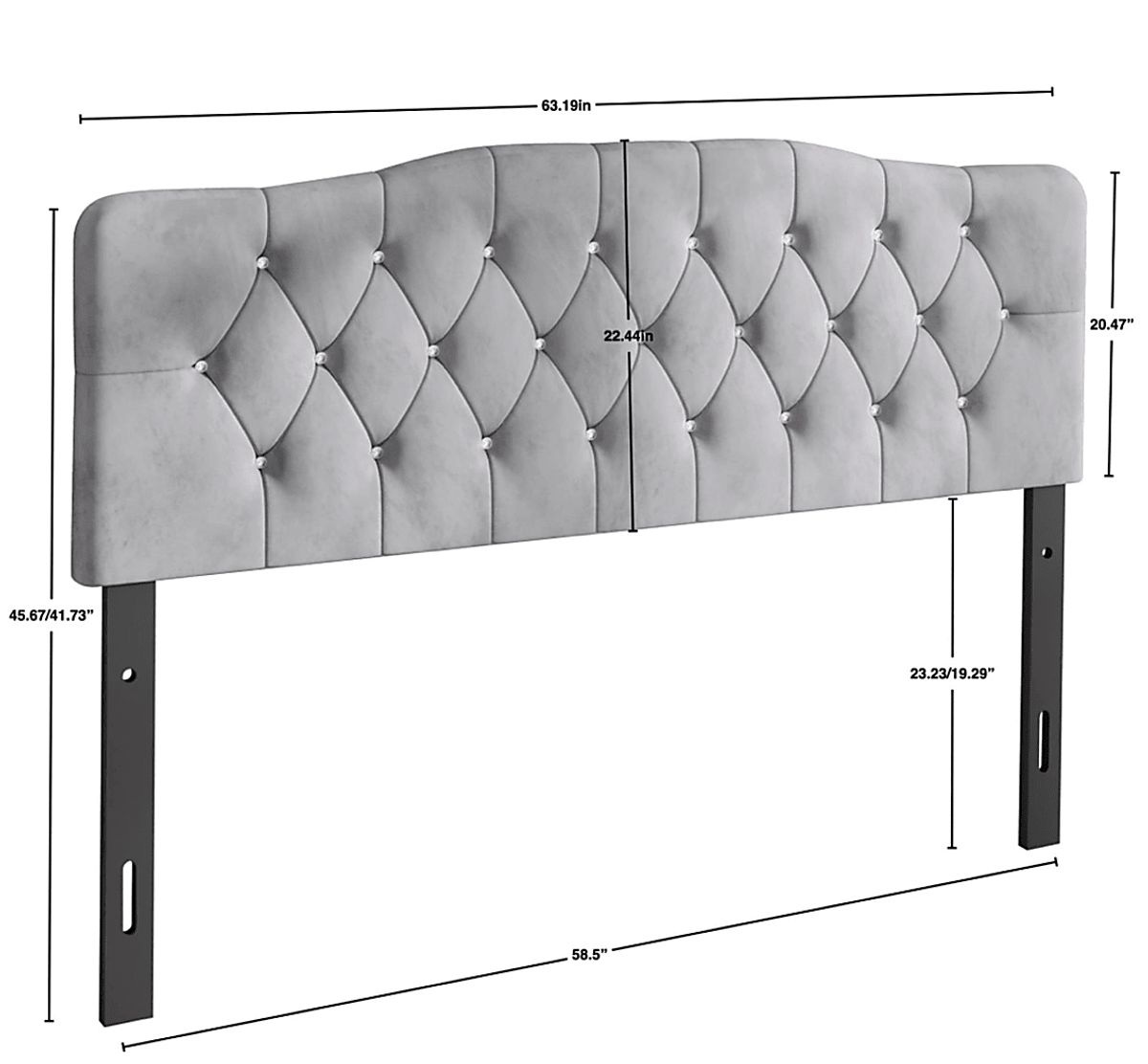 Grissom Silver Gray Polyester Fabric Queen Headboard | Rooms to Go