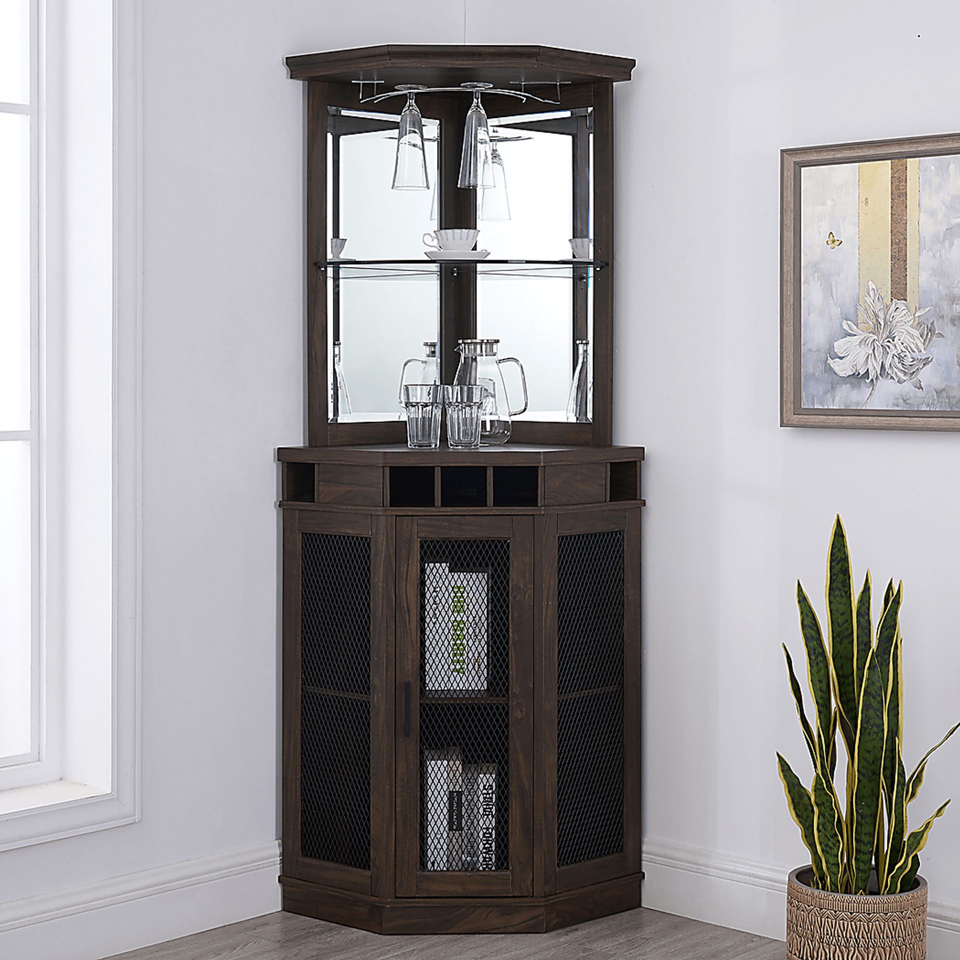 Grooveland Brown Bar Cabinet - Image 11