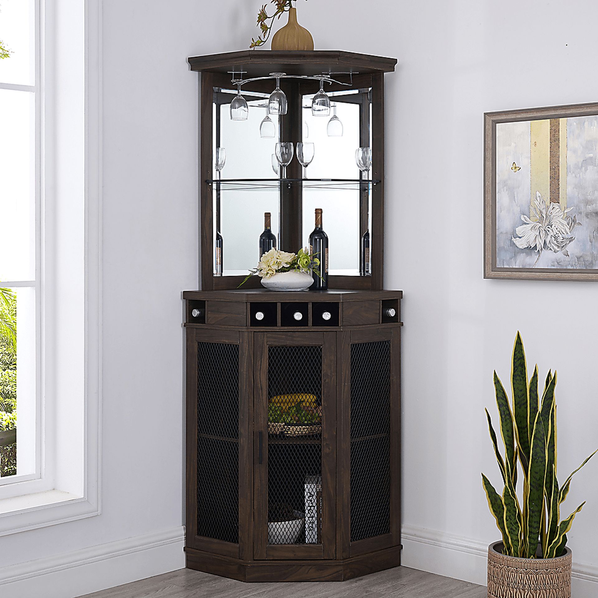 Grooveland Brown Bar Cabinet - Image 10