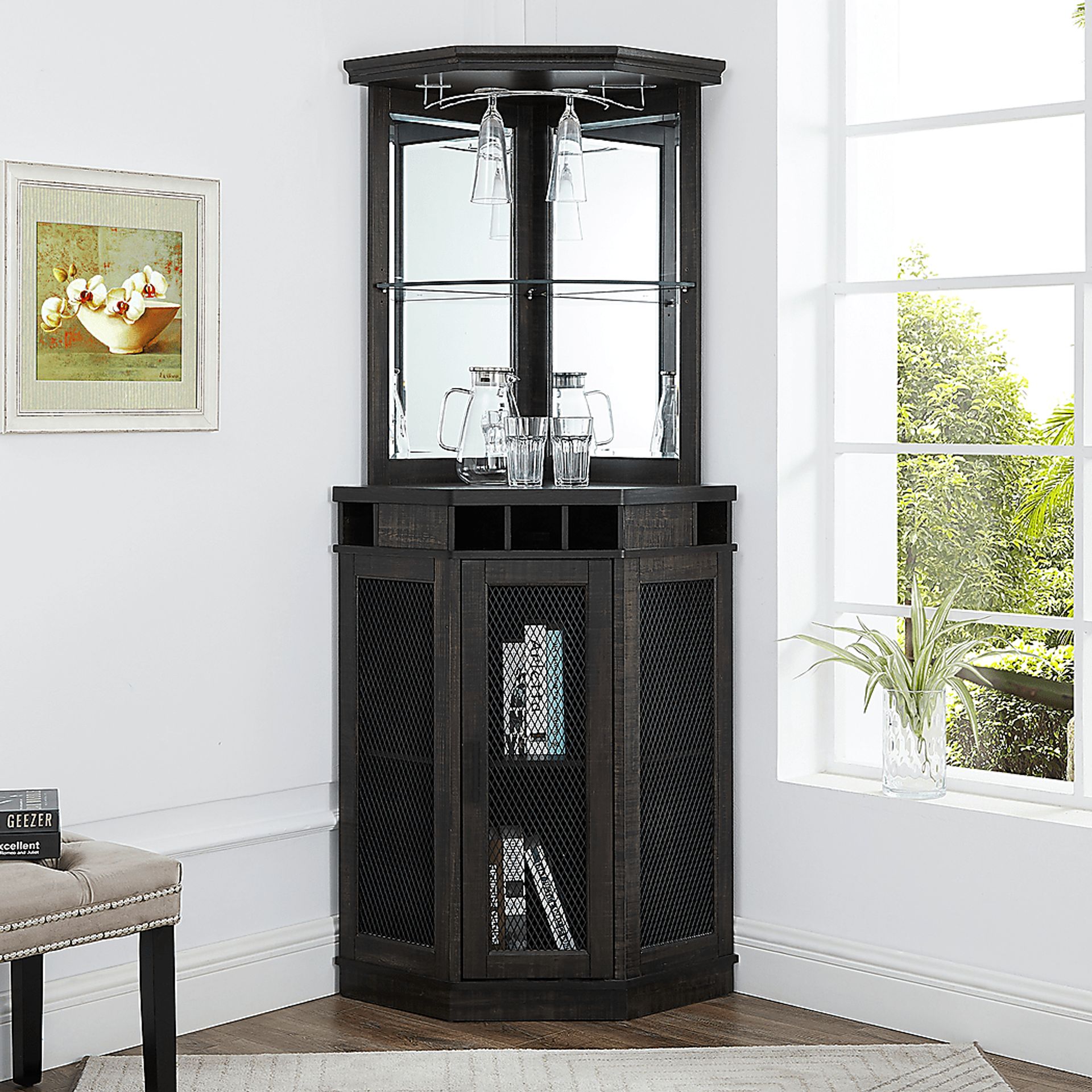 Grooveland Charcoal Bar Cabinet - Image 11