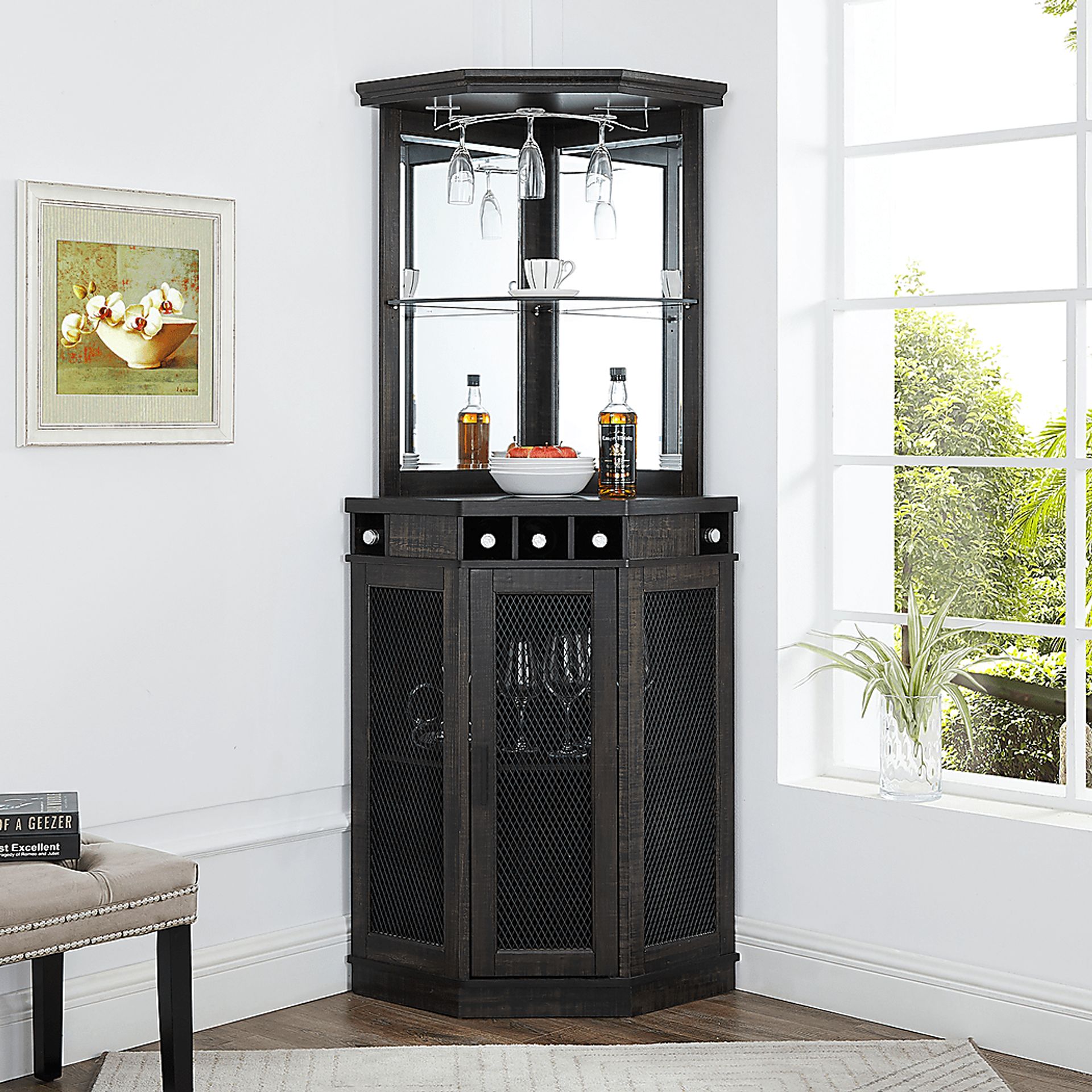 Grooveland Charcoal Bar Cabinet - Image 10