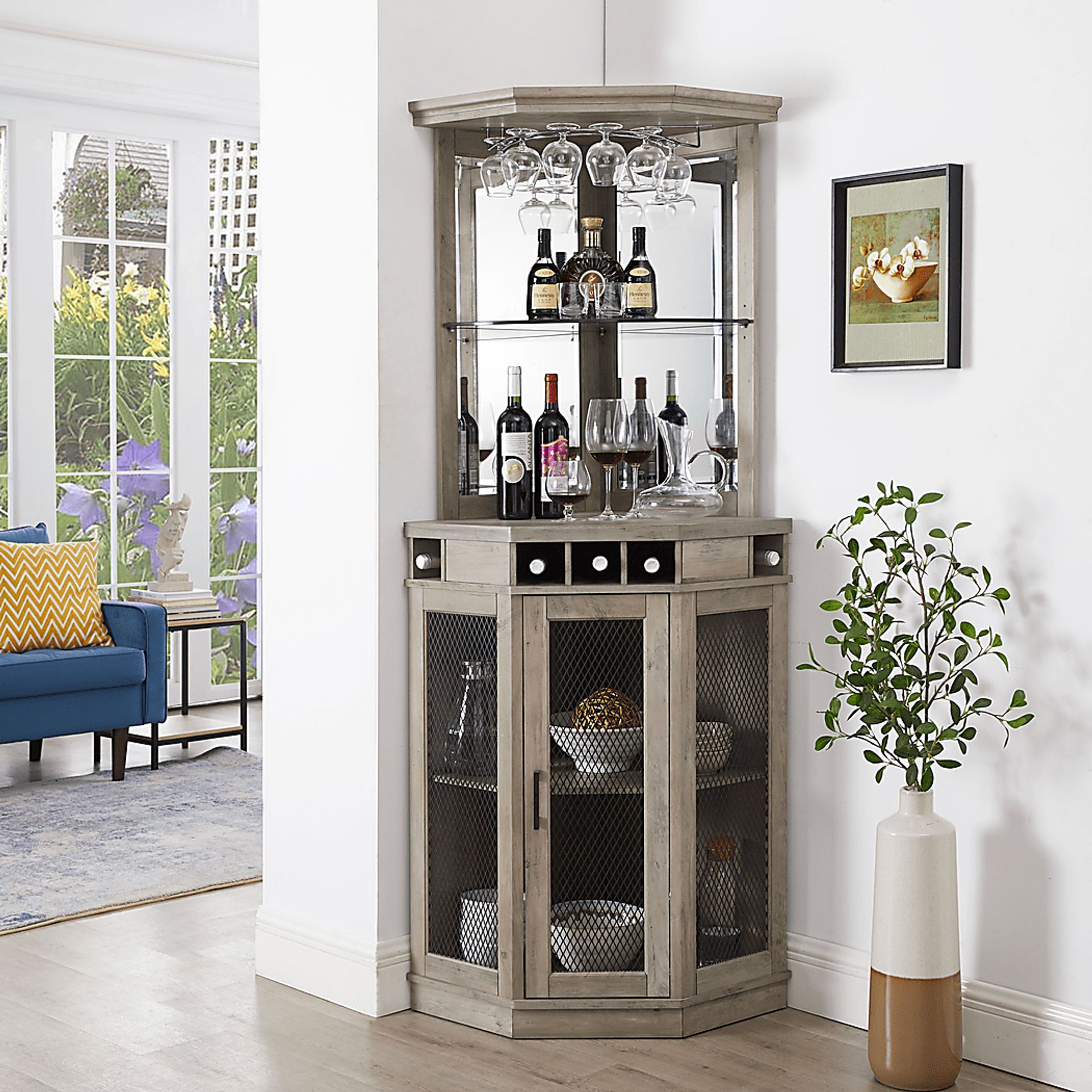 Grooveland Gray Bar Cabinet - Image 9