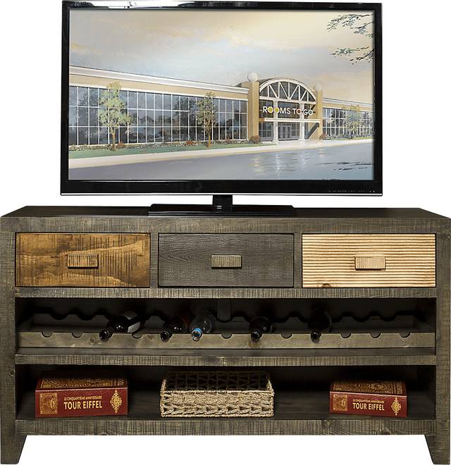 Grove Town Brown 60 in. Wine Console - Thumbnail - Image 1
