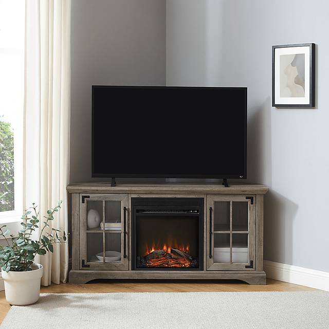 Grovecenter Gray 54 in. Console, With Electric Fireplace - Thumbnail - Image 2