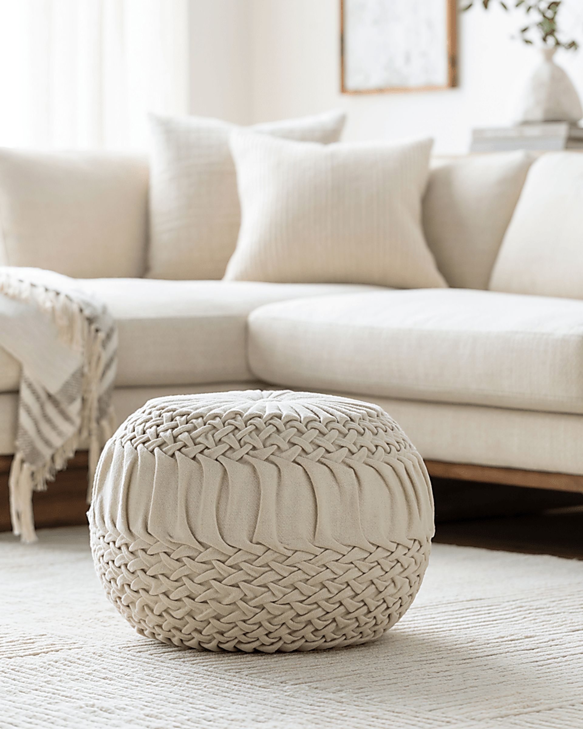 Guildwood Cream Ottoman - Image 2