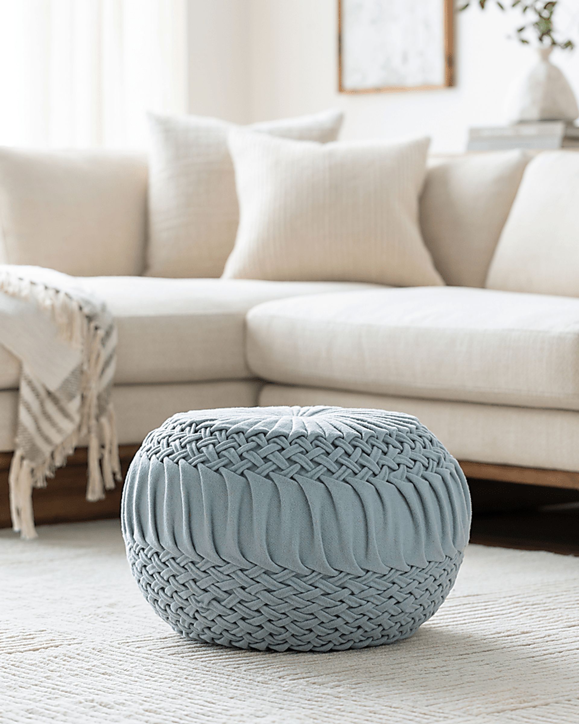 Guildwood Denim Ottoman - Image 2