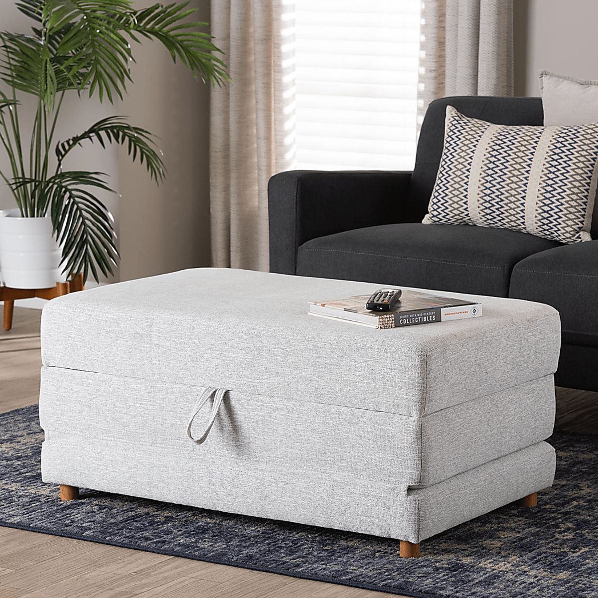 Gumsprings Light Gray Polyester Fabric Ottoman | Rooms to Go