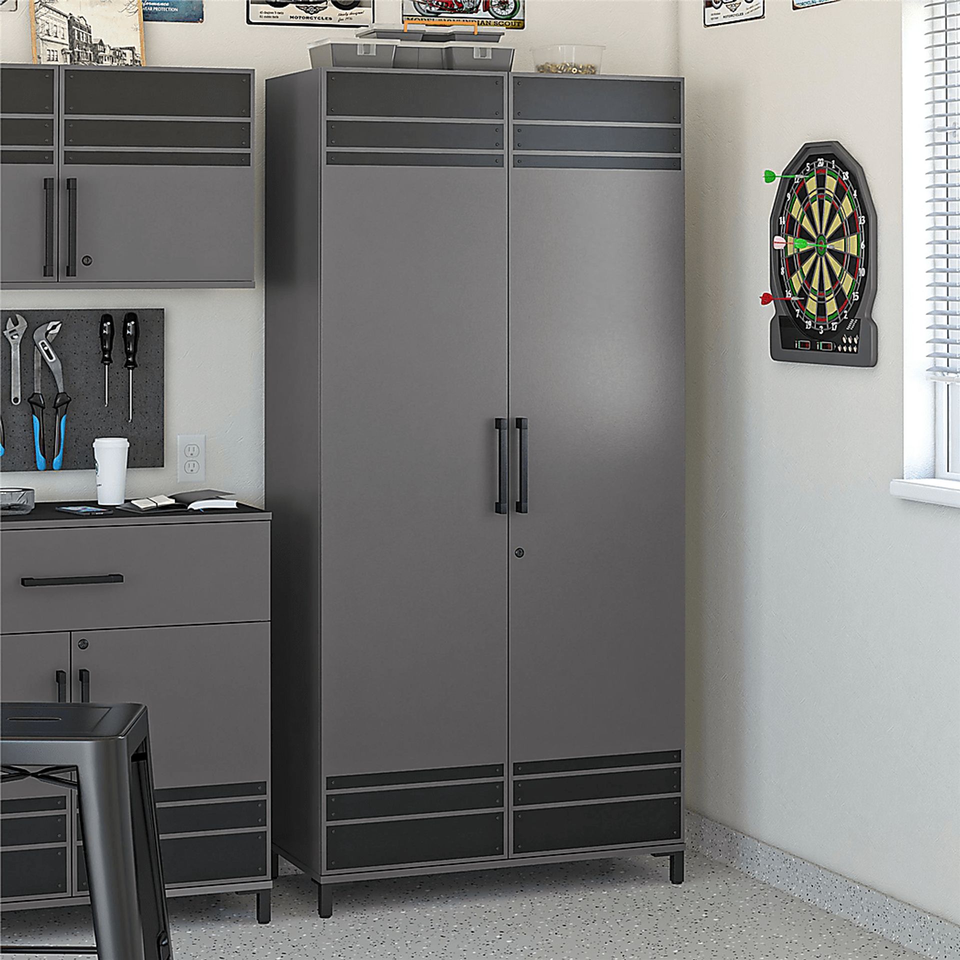 Gurden Gray Garage 2 Door Cabinet - Image 4