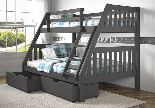 Gus Gray Twin/Full Bunk Bed with Storage Drawers - Thumbnail - Image 2