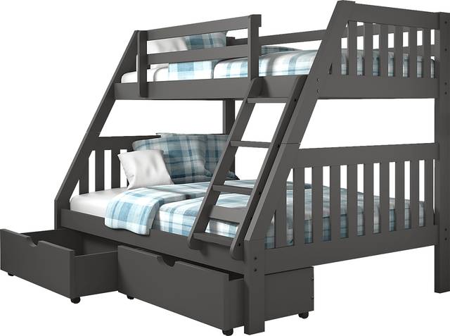 Gus Gray Twin/Full Bunk Bed with Storage Drawers - Thumbnail - Image 1