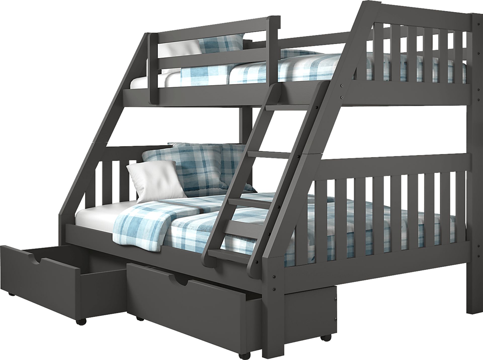 Gus Gray Twin/Full Bunk Bed with Storage Drawers - Image 1