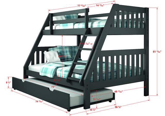 Gus Gray Twin/Full Step Bunk Bed - Thumbnail - Image 3