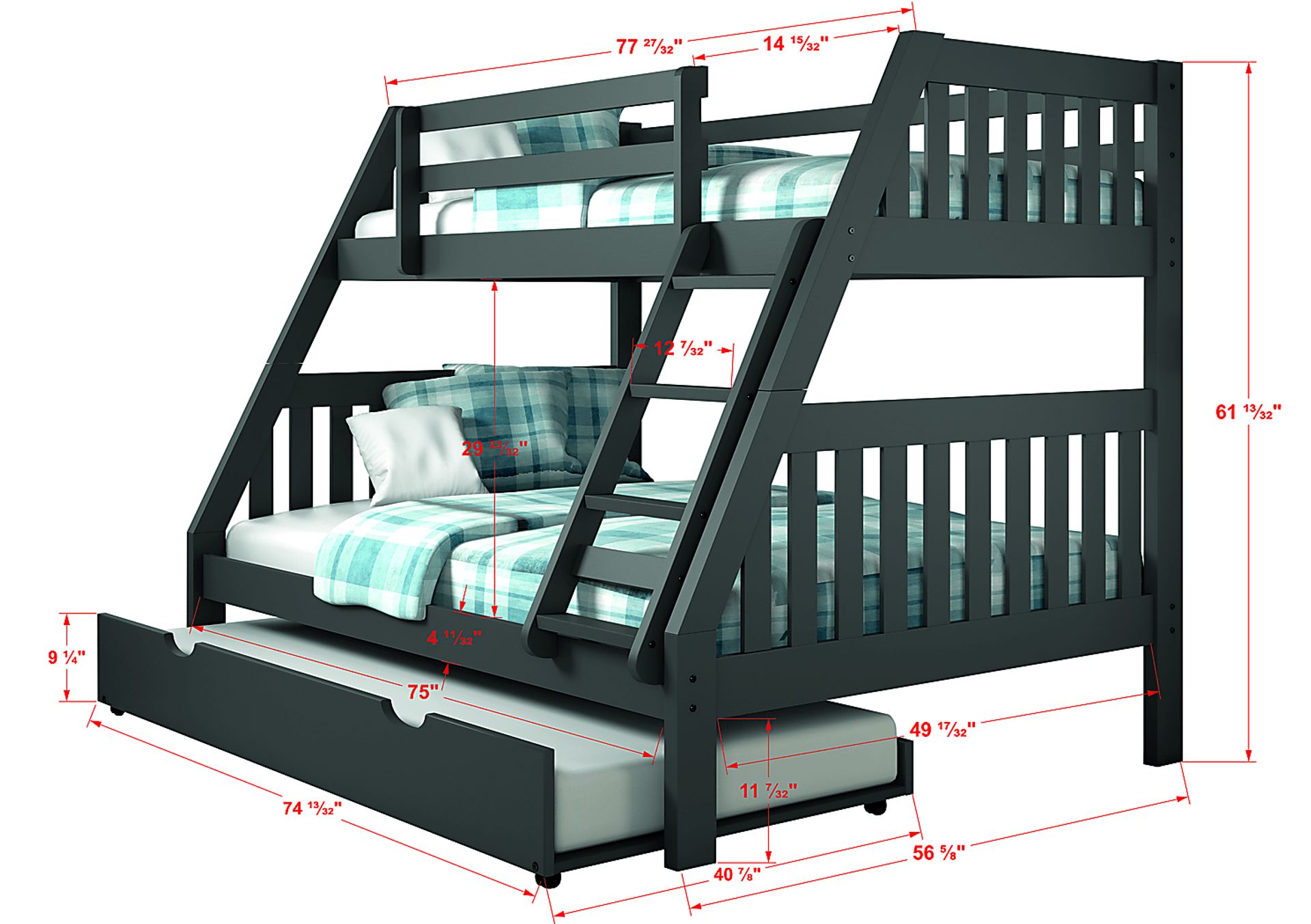 Gus Gray Twin/Full Step Bunk Bed - Image 3