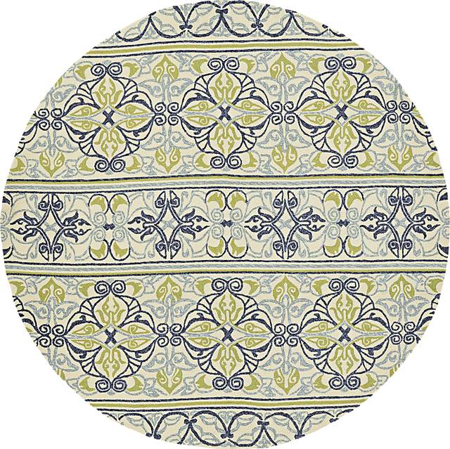 Gustavia Blue 7'10 Round Indoor/Outdoor Rug - Thumbnail - Image 1