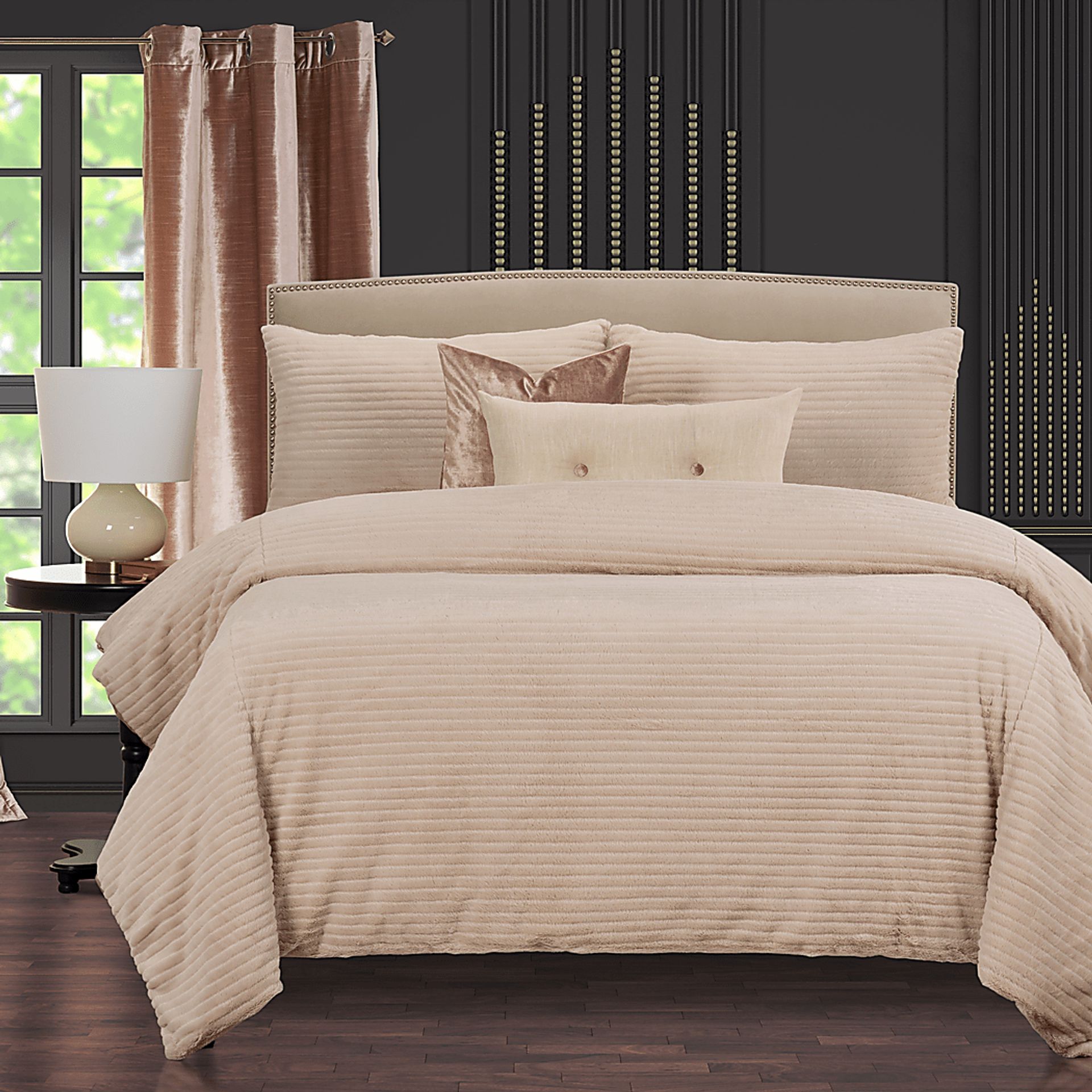 Gwinette Off-White 6pc King Duvet Cover Set - Image 2