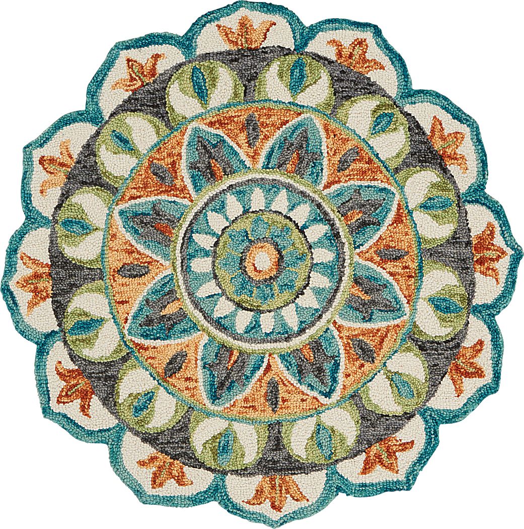 Haben Orange 5' Round Rug